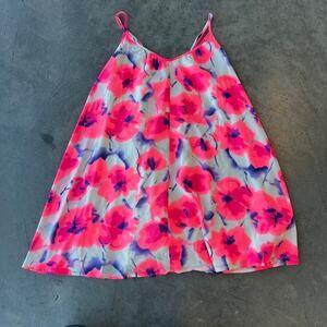 Vintage Y2k Saks Fifth Avenue Hot Pink Floral Cami Shift Dress Women's XS